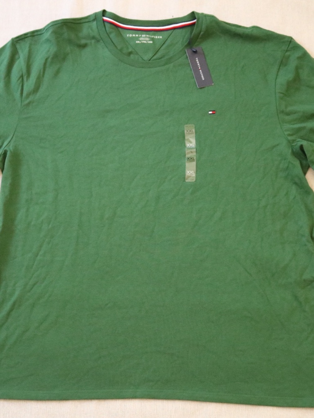 Tommy Hilfiger Men's XXL Green Crew Neck T-Shirt NWT 100% Cotton Made in Kenya